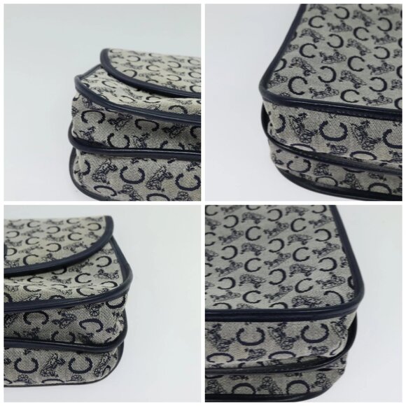 CELINE C Sulky Shoulder Bag Canvas Navy Gold Auth - Picture 16 of 16